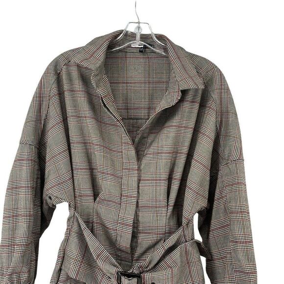 Fashion Nova Cardi B Dress Plaid Belted V Neck Size L Preppy Pretty And Plaid - Picture 3 of 10